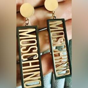 Moschino Black and Gold Lightweight Post Earrings